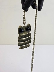 gold tone articulated owl antique necklace