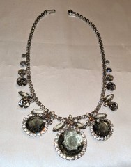 RARE Vintage JULIANA Huge Smokey Crystal Bib Style Statement Necklace Estate Pc