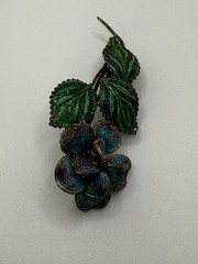 Antique 800 Silver Enamel Filigree Floral Brooch Trombone Clasp Cont’l – c1900