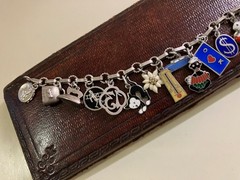 RARE VINTAGE AUSTRIA 800 SILVER ENAMEL LOADED CHARM BRACELET ESTATE FIND A+