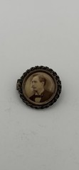 Antique Victorian Tintype Photo Brooch Pin Young Man Mourning Jewelry C-clasp