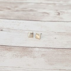 Vintage Stud Earrings Dainty Square Shape – Tarnished