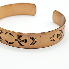 Copper Native American Inspired Symbols Thunderbird Arrows Sun Cuff Bracelet