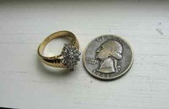 Vintage 14K 585 Solid Yellow Gold Diamond Cocktail Cluster Sz 7 Ring