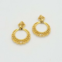 Vtg Earrings Crown TRIFARI Beautiful Dangles Jewelry Gold Plated 1955-1969