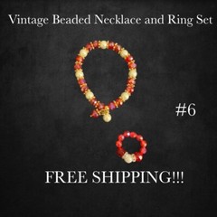 Handcrafted Vintage Beads Costume Ring & Bracelet set ..One size fits all..