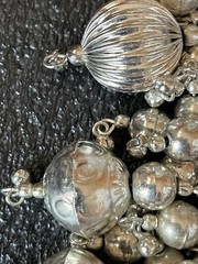Vintage Silver-Tone Beaded Charm Necklace with Dangling Ornaments – 17”