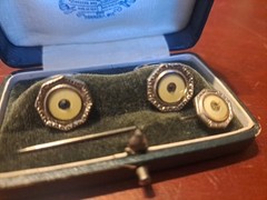 Antique Victorian Cufflinks & Stick Pin Jewelry Set Krumrich and Konrad Oshkosh