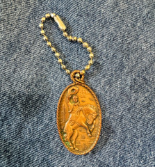 Bell Trading Post Vintage Copper Western Relief Cowboy Horse Pendant 1940s RARE