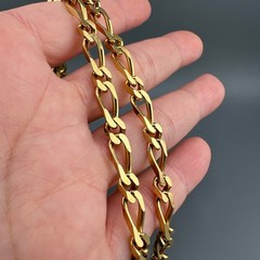 Vintage Figaro Chain Necklace Gold Tone 1990s 1/4″ Thick 29″ Long No Clasp