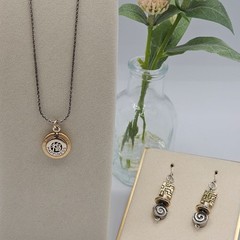 Brighton Necklace Earring Set Gold/Sliver Tone Pendant Boho Chic Happiness