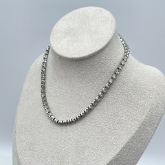 Vintage Silver-Tone Prong Crystal Rhinestone Tennis-Style Choker Necklace