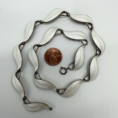VTG Finn Jensen Norway Sterling Silver White Enamel 17″ Necklace 33.7g#yde