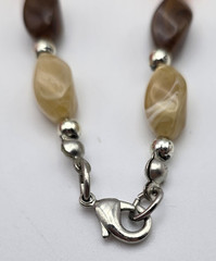 Autumn Tone Marbled Lucite Graduated Pebble Statement Necklace 36 in Vintage