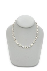 Vintage Necklace Silver Tone Rhinestone Flower Ivy 16″