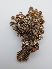 Vintage Warm Topaz Rhinestone Wheat Bundle Brooch Harvest/ Fall/Autumn well made