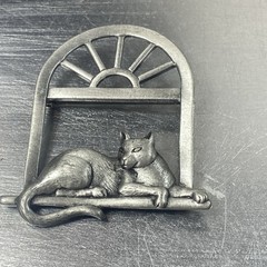 Vintage Cat Jewelry Lot 6pc Signed JJ Jonette H Adams Pewter Button Cover Pins