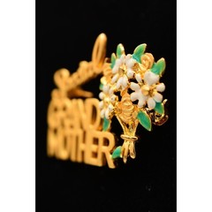 Danecraft Vintage Grandmother Pin Brooch Special Floral Gold Mother’s Day BinA10