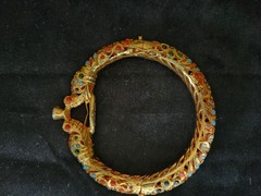 Antique Mughal Elephant Wedding Cuff Bracelet Gold Plated