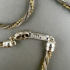 Napier Necklace Twisted Two Tone Multi Strand Silver Gold Tone Signed 24” READ