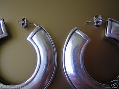 Silver Stud Earrings Hoop Silver Tested 13.7 G/Ø 4.5 Cm