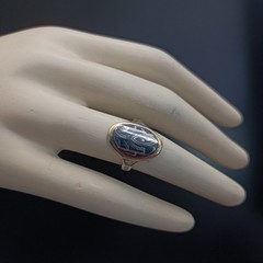 Vintage Silver Niello Ring Oval Floral Gold Frame Russian 875 Soviet Men Women