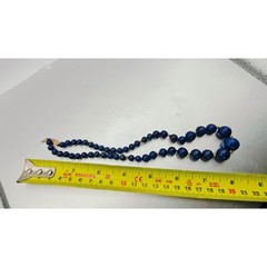 Vintage Graduated Lapis Lazuli Bead Necklace 14k Spacers Filigree Clasp 19in