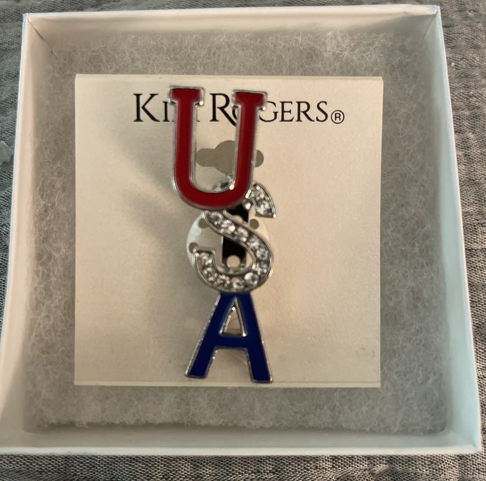 Vintage 1990’s- 2000’s USA Red White Blue Patriotic Rhinestone Pin Brooch NIB
