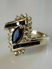 3.00Ct Marquise Sapphire Lab Created Diamond 14K Yellow Gold FN Engagement Ring
