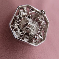 Givenchy Rhinestone Brooch Vintage Pin Purple Blue Faceted Crystal 1.25 in 844f