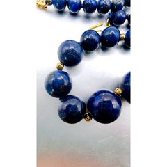 Vintage Graduated Lapis Lazuli Bead Necklace 14k Spacers Filigree Clasp 19in