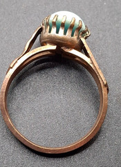 Antique Rose Gold Toned Turquoise Cabochon Ring Vintage Size 8