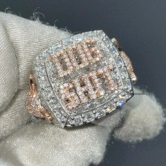 4.00 Ct Lab-Created Round Cut Men’s Custom Latter Ring 14K Two Tone Finish Ring
