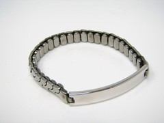 Vintage Womens ID Bracelet Expandable Stretch Band Silver Tone Engravable USA