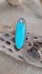 Vintage 1970s Sterling Turquoise Ring Size 6.25 Native American Inspired