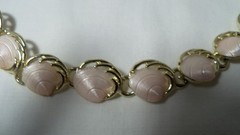 Vintage Necklace Bracelet Clip Earrings Peach or Cream Shell Links