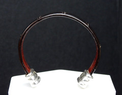 Vintage Gail Labelle 925 Sterling Silver Cuff Bracelet Alligator Leather Jewelry