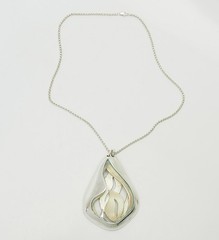 Vintage handmade abstract one of a kind organic shape cut outs pendant necklace