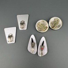 Vintage Art Deco Clip Earrings Lot of 3 Silver Tone Cut Steel Western Germany