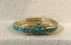 Vtg MCM Caron Women’s Swiss Bracelet Watch 20 Microns Gold w/Turquoise Enamel***