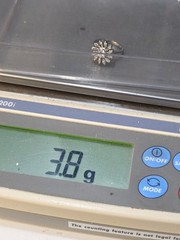Antique 14K white gold diamond art deco flower ring