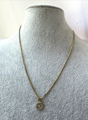 18KT GP gold plate snake chain gold Vtg pendant Minimalist Seed Life Resin Charm