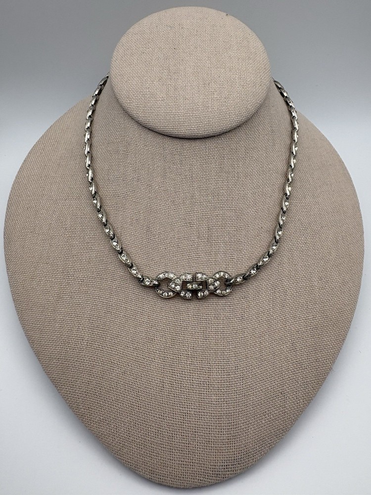 Vintage Art Deco Choker Style Clear Rhinestones- See Description