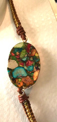 Vintage Boho Leather Faux Turquoise Stone necklace