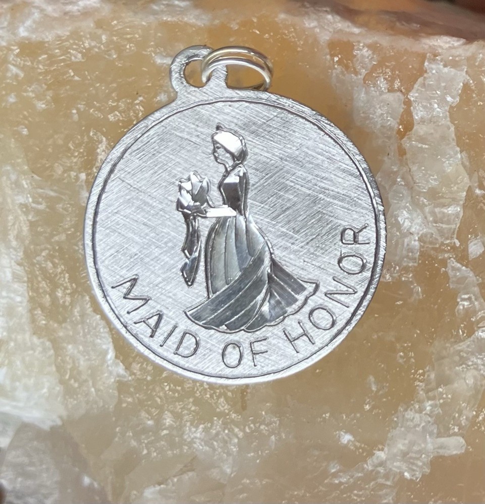 Vintage Sterling Silver Charm Maid Of Honor Bridesmaid Gift Wedding 7/8 Inch