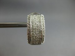 LARGE 1.52CT DIAMOND 14K WHITE GOLD 3D ROUND & PRINCESS CLIP ON HANGING EARRINGS