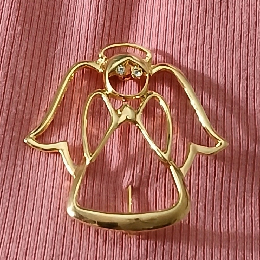 AAI Gold Plated Angel Brooch Vintage Pin Signed