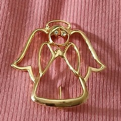 AAI Gold Plated Angel Brooch Vintage Pin Signed