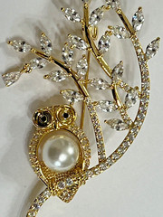 Crystal Rhinestone Owl Flamingo Brooch Pin Glass Vintage LOT Bird Peacock Clear