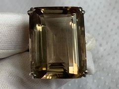 Vtg Large Sterling Silver Ring 16.18g Jewelry Size 6.5 Smoky Quartz Look *READ*